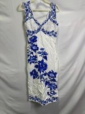 FARM Rio Off-White Floral Cascade Wavy Midi Dress Size M