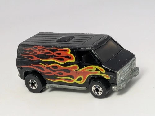 Vintage Hot Wheels Blackwall 1975 Black Super Van w/Flames Hong Kong HK