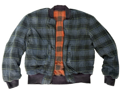 R13Reversible Double Plaid Flight Jacket