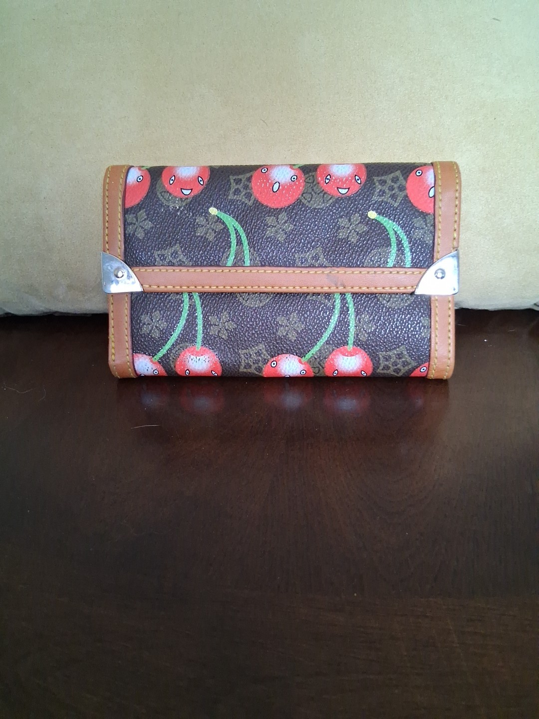 Cherry Pattern  Brown Wallet Bifold - image 1