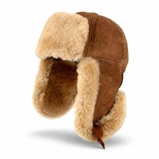 Handmade Genuine Russian Sheepskin Shearling Leather Trapper Ushanka Hat