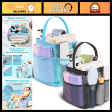 2 Pack Mesh Shower Caddy Portable for College Dorm, 8-Pocket Large Capacity, Bea