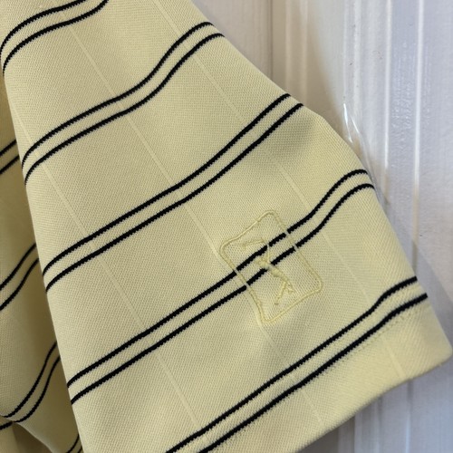 PGA Tour Polo Shirt Mens X-Large Yellow Striped Short Sleeve Golf Casual fore - 第 3/8 張圖片