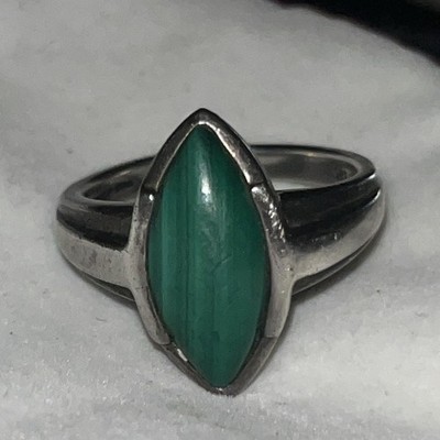 Sterling Silber Ring mit Marquise Malachit Stein, Größe 9