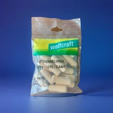 1/2" x 1-1/2" Wooden Dowel Pins { LOT OF 4 PKFluted Natural Beech Wolfcraft 2968