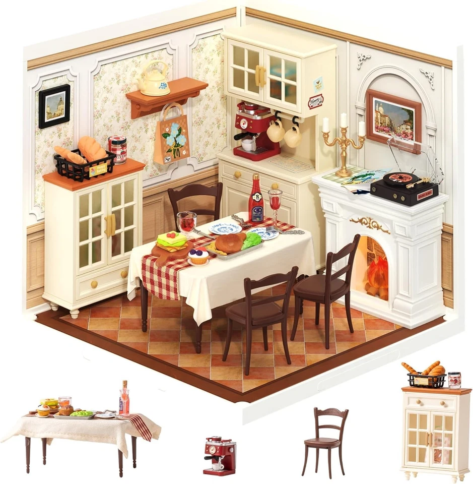 Rolife Warm Dining Room Kunststoff Zum Selbermachen Miniatur Haus Puppenhaus Kit - Bild 2 von 4