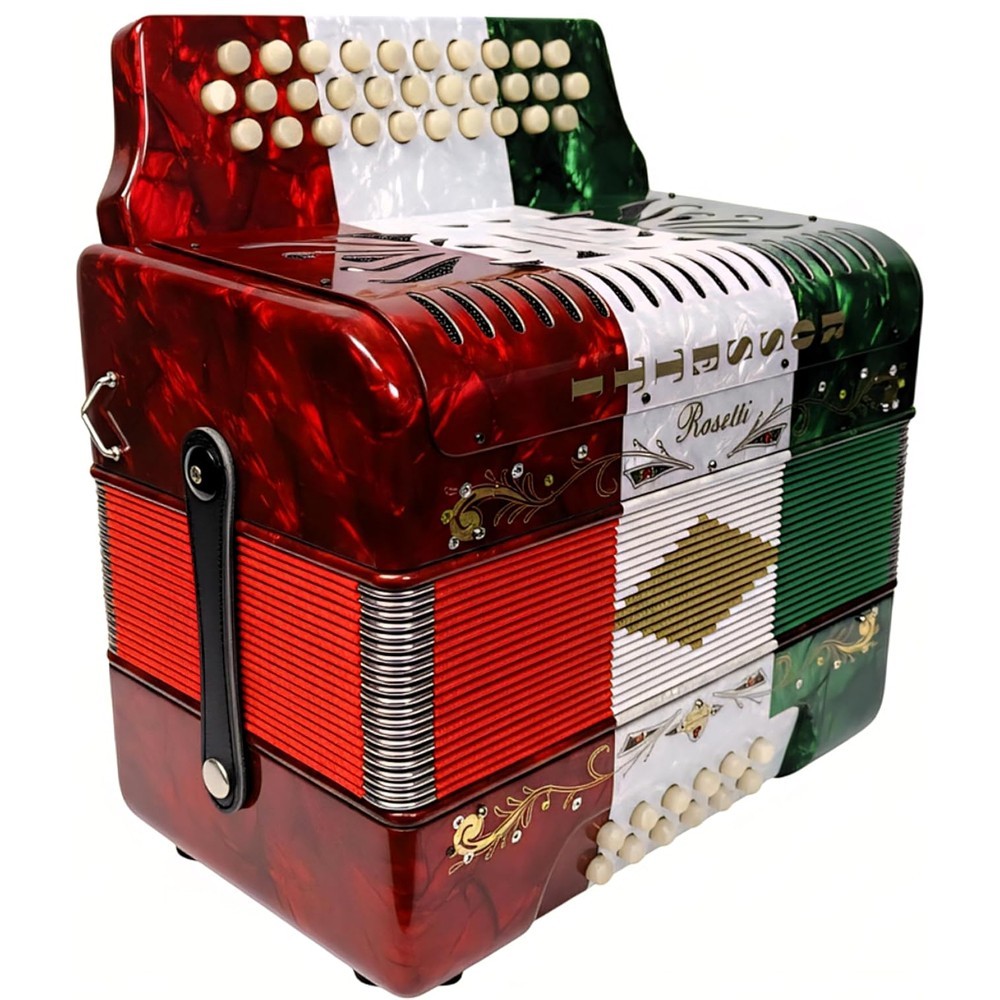 Rossetti 3112 GCF Sol 31 Button Accordion Red/White/Green w/ Case