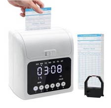 Time Clock w/ 100 Double Sided Time Cards LCD Display Screen for Small Business