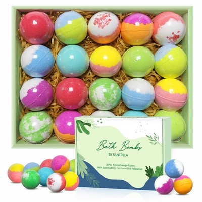 Bath Bombs for Women Gift Set, 20 Organic Bath Bombs with Essential Oil.