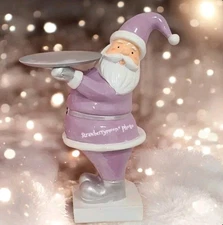 New Christmas Holiday Purple Santa Holding Serving Tray Display Stand Decor 