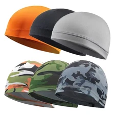 Dome Cap Wicking Helmet Liner Elastic FootBall Biker Beanie Hat Head Wrap Spande