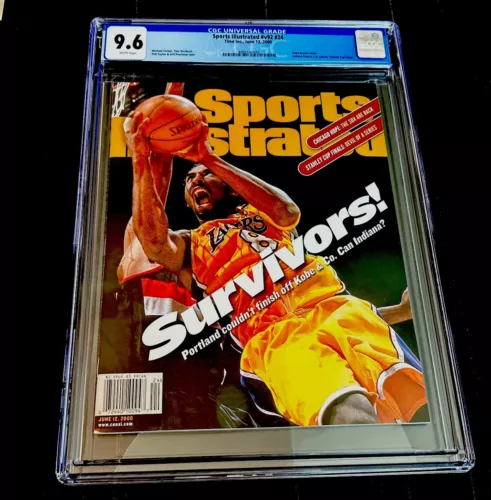 KOBE BRYANT Rare NEWSSTAND 2000 Los Angeles Lakers Sports Illustrated CGC 9.6
