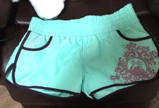 Local Motion Active Wear Board Shorts For Beach Or Pool Mint Green Mesh Pockets
