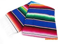 Blue Sarape Serape Mexican Blanket Saltillo Southwestern 5' x 7' Yoga Throw XL