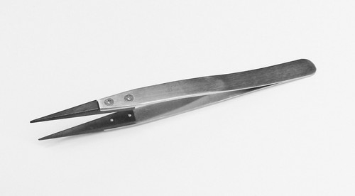 Tweezers Non Static Fiber Tip Precision Anti-Static Stainless Steel Tweezers 5" - Picture 3 of 12