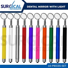 10 Pcs Dental Mirror with Light Dental Instruments Stainless Steel German Grade
