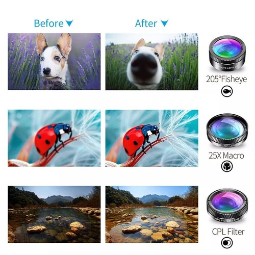 Apexel APL-DG6 6 in 1 Smartphone Camera Lens For iPhone Samsung Enhance Pictures - Photo 14 sur 14