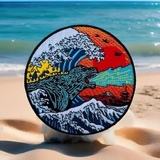 Godzilla Wave Embroidered Hook/Loop Morale Patch