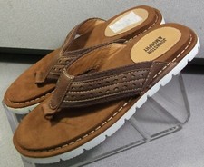 253738 MS38 MEN'S SHOE SIZE 8 M SNUFF NUBUCK LEATHER THONG BY JOHNSTON MURPHY