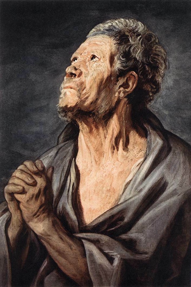 Painting An-postle-jacob-jordaens Old Man Praying Hand Painted Art
