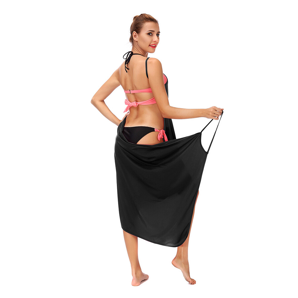 spaghetti strap cover up beach backless wrap long dress Women's V Neck Jewel Maxi Dress With Spaghetti Straps Cover Up