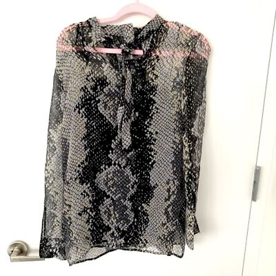 Prada silk serpentine neck blouse in snake skin print NWOT IT40