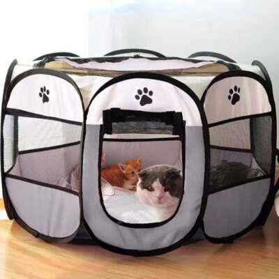 #ad Portable Pet Playpen Foldable Kennel Puppy Tent for Dogs Cats Rabbits Grey $25.19