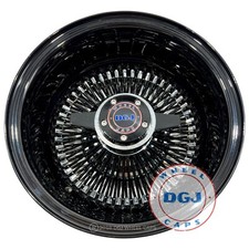 Dgj 14x7 Rev 100 Spoke All Black W Chrome Niphub Lowrider Wire Wheel Rims