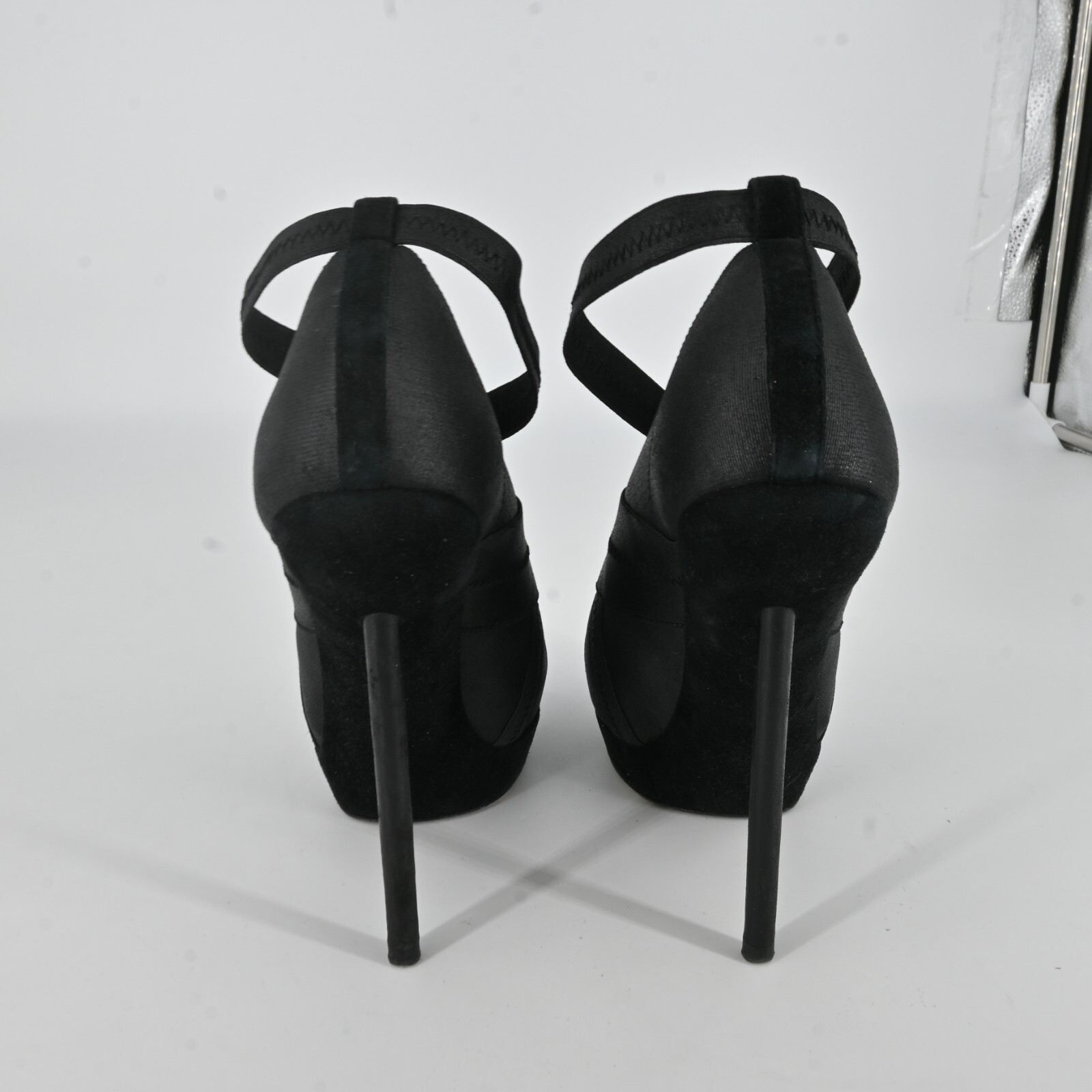 SAINT LAURENT Stivaletti con tacco YSL neri elasticizzati plateau misura 36 5