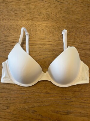 PINK Victoria's Secret White Script 42DDD Wear Everywhere T-Shirt