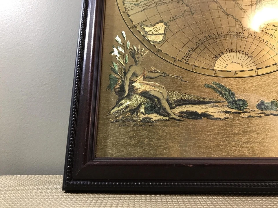 Gold Foil Mappamondo Del Globo 1774 Double Hemisphere World Map Antonio Zatta  - Image 4 of 4