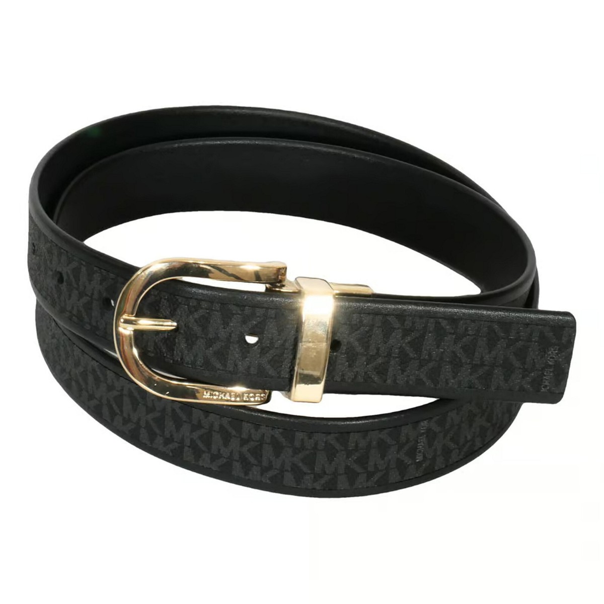 MICHAEL KORS Black Logo Print Reversible Leather Belt XL | eBay