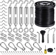 Globe String Light Suspension Kit Outdoor Light Guide Wire 170FT Coated 304 Rope