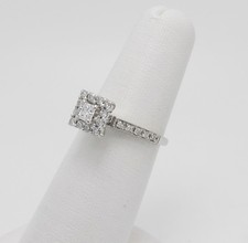 1/2CT Natural Diamond Halo Engagement Wedding Bridal Ring 14K White Gold Band