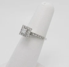 1/2CT Natural Diamond Halo Engagement Wedding Bridal Ring 14K White Gold Band