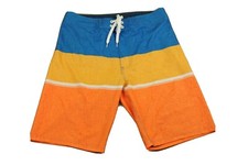 OLD NAVY CALIFORNIA Mens Sz 30 Swim Trunks Board Shorts Striped Orange Blue EUC