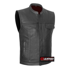 MEN'S PREMIUM NAKED COWHIDE LEATHER MOTORCYCLE CLUB VEST