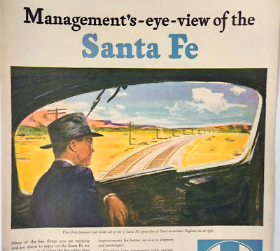 Santa Fe Firemans Seat Railroad Vintage 1946 Magazine Print Ad Train RR