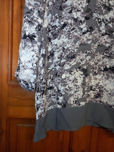 Joules Leah Grey Multicolour Shading Floral 3/4 Sleeve Blouse Top | Size UK 10 - Picture 6 of 17