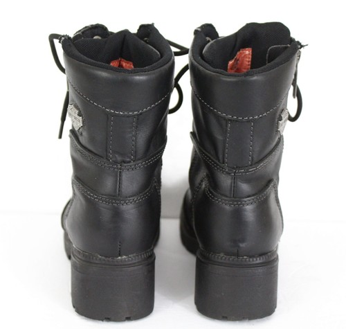 HARLEY DAVIDSON Women's 5 Tessa Black Leather Side Zip Lace Up Motorcycle Boots - Picture 11 of 19