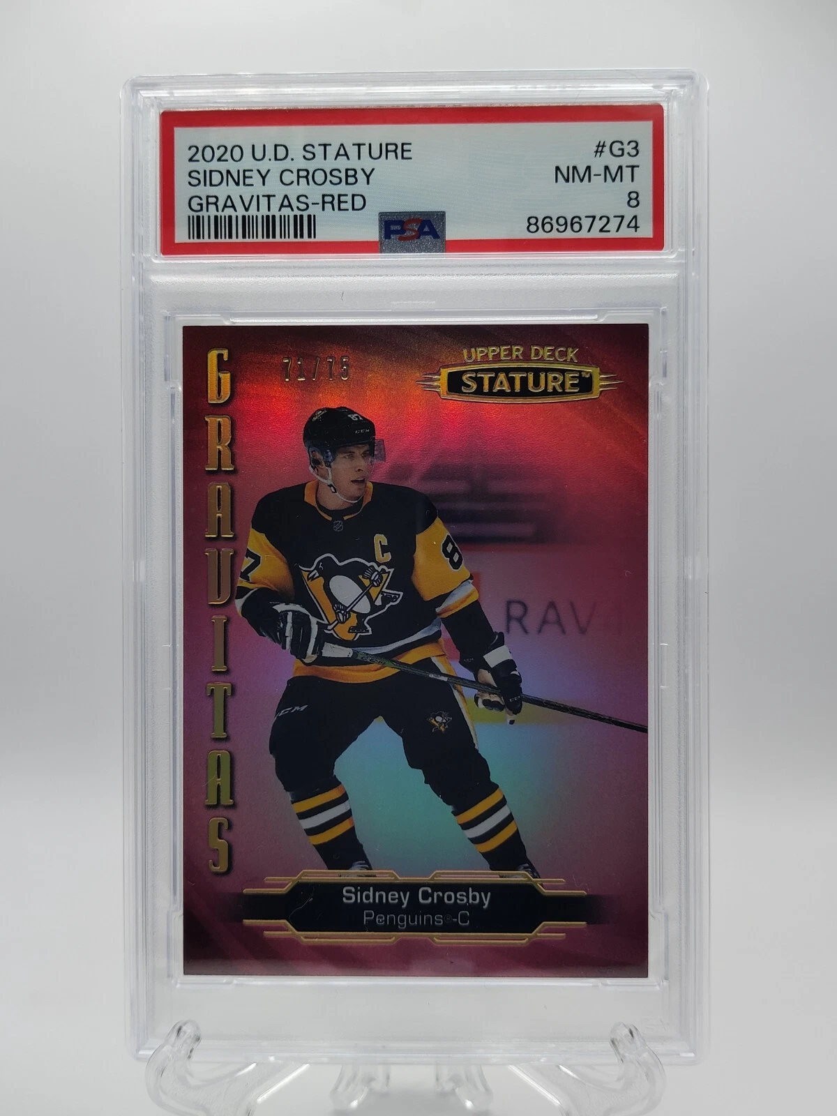 2020-21 Upper Deck Stature Sidney Crosby /75 Red Gravitas #G-3 Penguins