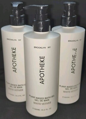 APOTHEKE PLANT BASED BATH SHOWER GEL SHAMPOO WHITE VETIVER 16.2OZ (LOT OF 3) NEW