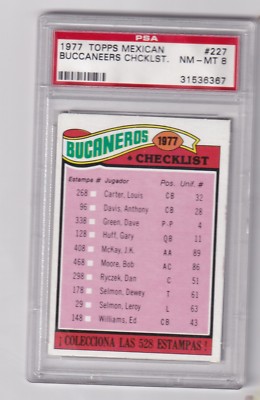1977 Topps Mexican # 227 TAMPA BAY Bucs Checklist PSA 8 | eBay