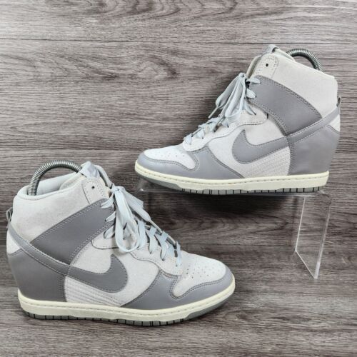 NIKE Dunk Sky HI Grey Suede Leather Hidden Wedge Size UK 6 EU 40 Rare - Picture 2 of 18