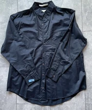 Perry Ellis Button Down Dress Shirt Black Dark Gray Size XL