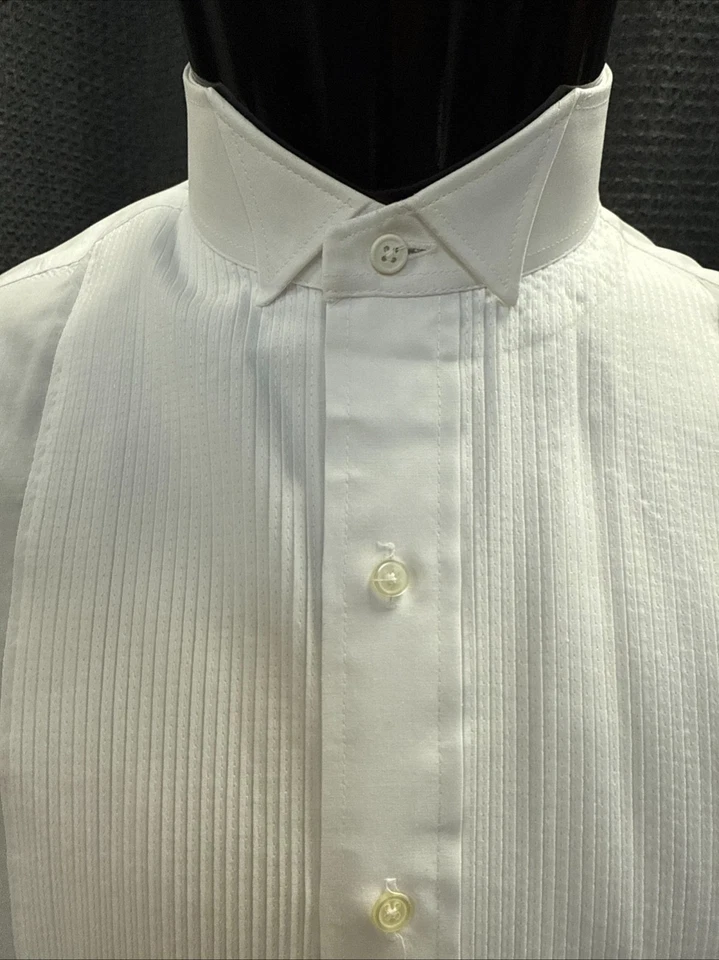 NEW White Wing Collar Button Down Tuxedo Shirt (Formal Events) - Image 3 of 4