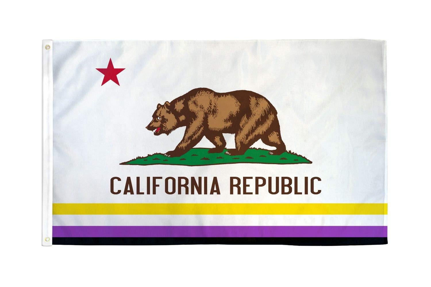 Drapeau Californie Fierté Non Binaire 150x90 cm en Polyester Résistant