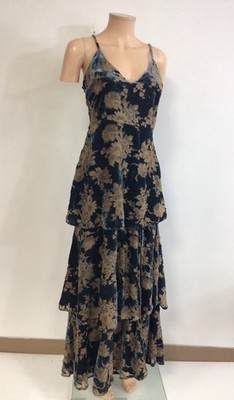 Lulus Velvet Burnout Floral Tiered Maxi Dress Womens Small