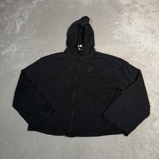 Nike Hoodie Womens Small Black Full Zip Swoosh Logo Oversized Sweatshirt