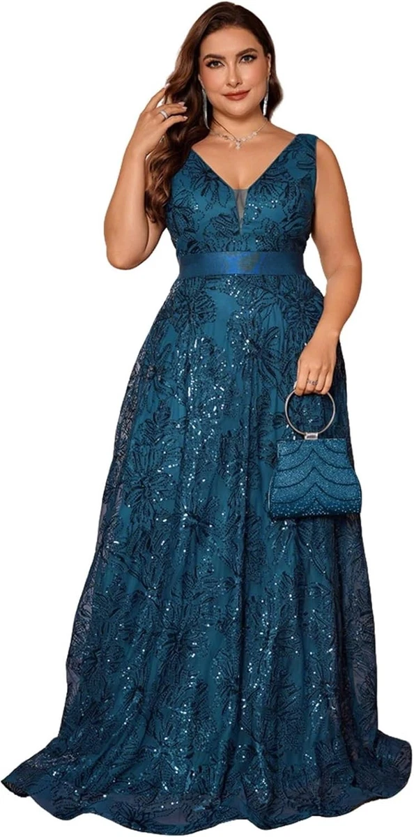 peacock lace wedding dress Peacock Blue High Neck Chiffon A-Line Long Mother of the Bride Dress with  Lace